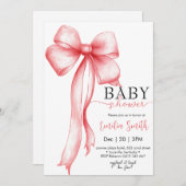 Invitation Baby shower fille Coquette Rose (Devant / Derrière)
