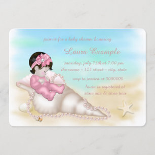 Invitation Baby Shower Fille Coquillages de Plage