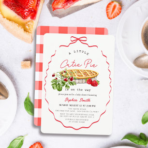 Invitation Baby Shower Fille Cutie Pie Fraises Rub