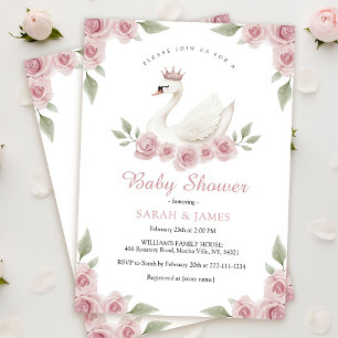 Invitation Baby shower fille cygne