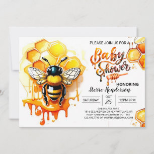 Invitation Baby shower fille d'abeille mignonne