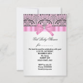 Invitation Baby shower fille Damask rose Grey (Dos)