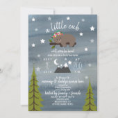Invitation Baby shower fille d'aquarelle de l'ours dormant (Devant)