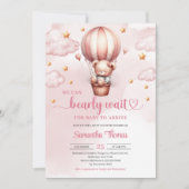 Invitation Baby shower fille d'attente rose et brun (Devant)