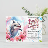 Invitation Baby shower fille dauphin modifiable (Debout devant)