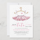 Invitation Baby shower Fille de Ballet Rose Tutu Ballerina mo (Devant)