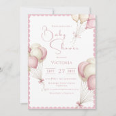 Invitation Baby shower fille de ballons roses (Devant)