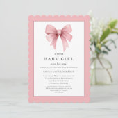 Invitation Baby shower fille de béquille rose (Debout devant)
