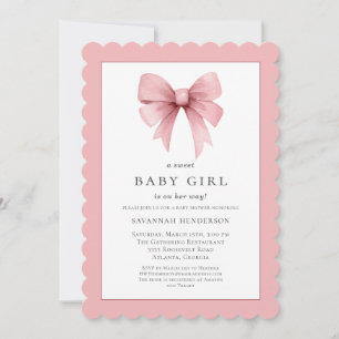 Invitation Baby shower fille de béquille rose