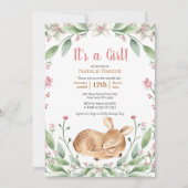 Invitation Baby shower Fille de cerf de bois (Devant)