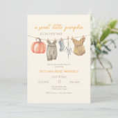Invitation Baby shower fille de Citrouille d'automne (Debout devant)