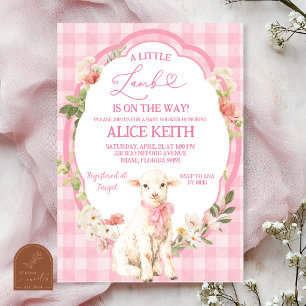 Invitation Baby Shower Fille de Cottage Rose Pâle Petit Agnea