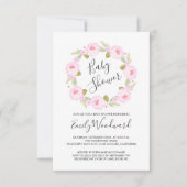 Invitation Baby shower Fille de couronne de fleurs roses (Devant)