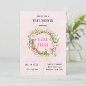 Invitation Baby shower Fille de couronnes d'arbre de fleurs d (Debout devant)