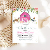 Invitation Baby shower fille de ferme rose