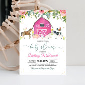 Invitation Baby shower fille de ferme rose
