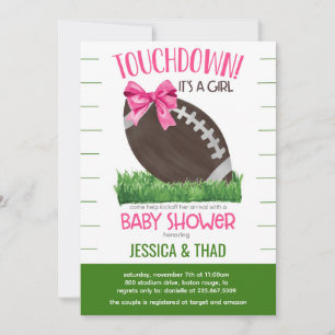 Invitation Baby shower fille de football