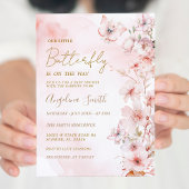 Invitation Baby shower fille de jardin rose papillon