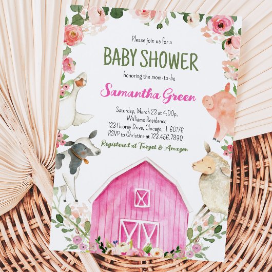 Invitation Baby Shower Fille de la Ferme