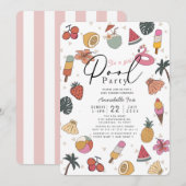 Invitation Baby shower fille de la fête de la piscine (Devant / Derrière)