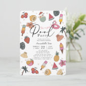 Invitation Baby shower fille de la fête de la piscine (Debout devant)
