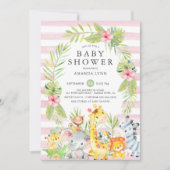 Invitation Baby shower fille de la Jungle mignonne (Devant)