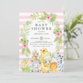 Invitation Baby shower fille de la Jungle mignonne (Debout devant)