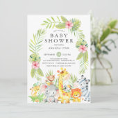 Invitation Baby shower fille de la Jungle mignonne (Debout devant)