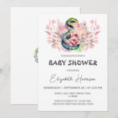 Invitation Baby shower fille de la jungle serpent (Devant / Derrière)
