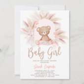 Invitation Baby shower fille de l'ours de Boho (Devant)
