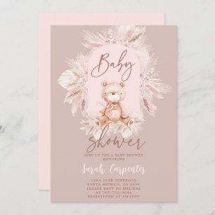 Invitation Baby shower fille de l'ours de Boho
