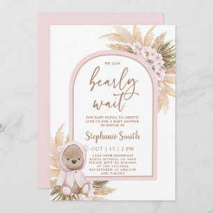 Invitation Baby shower fille de l'ours de Boho