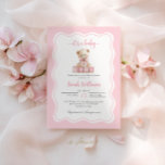 Invitation Baby shower fille de l'ours rose Teddy<br><div class="desc">Invitation Baby shower fille de l'ours rose Teddy</div>