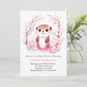 Invitation Baby shower fille de loutre d'aquarelle Whimsical (Debout devant)