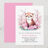 Invitation Baby shower fille de loutre d'aquarelle Whimsical (Devant / Derrière)