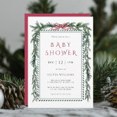 Invitation Baby shower fille de Noël Pine Garland