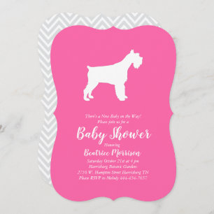 Invitation Baby shower-fille de Schnauzer à la mine rose