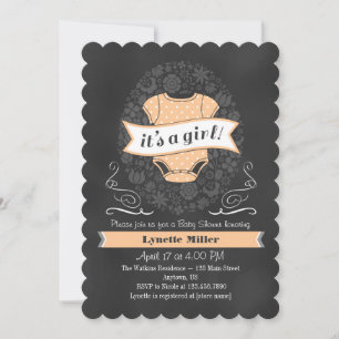 Invitation Baby shower fille de tableau de bord de