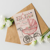 Invitation Baby shower fille de transport de bébé