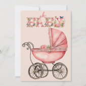 Invitation Baby shower fille de transport de bébé (Dos)