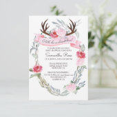 Invitation BABY SHOWER fille DEER ANTLER Invitation, rose (Debout devant)