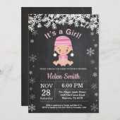 Invitation Baby shower Fille d'hiver (Devant / Derrière)