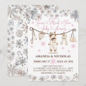 Invitation Baby shower Fille d'hiver de neige beaucoup amusan (Devant / Derrière)