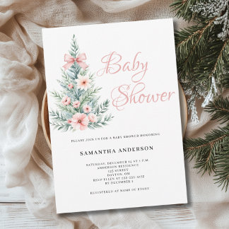 Invitation Baby shower Fille d'hiver Noël