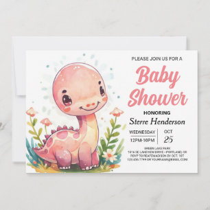 Invitation Baby shower fille Dinosaure Magique Chic
