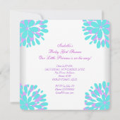 Invitation Baby Shower Fille Douce Bébé Sarcelle Ours Violet (Dos)