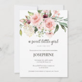 Invitation Baby shower Fille Douce Fleur Rose (Devant)