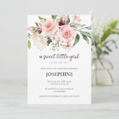 Invitation Baby shower Fille Douce Fleur Rose (Debout devant)