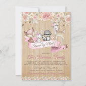 Invitation Baby Shower Fille Douce Forêt Virtuelle Par Courri (Devant)