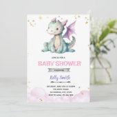 Invitation baby shower fille dragon (Debout devant)